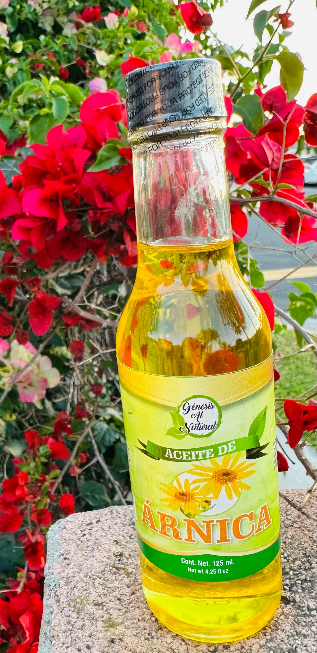 Aceite de Arnica 4.25 Fl Oz (125ml) Glass Génesis Al Natural