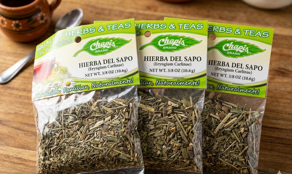 Three packages of 'Herbs & Teas' by Chazis on a wooden surface.