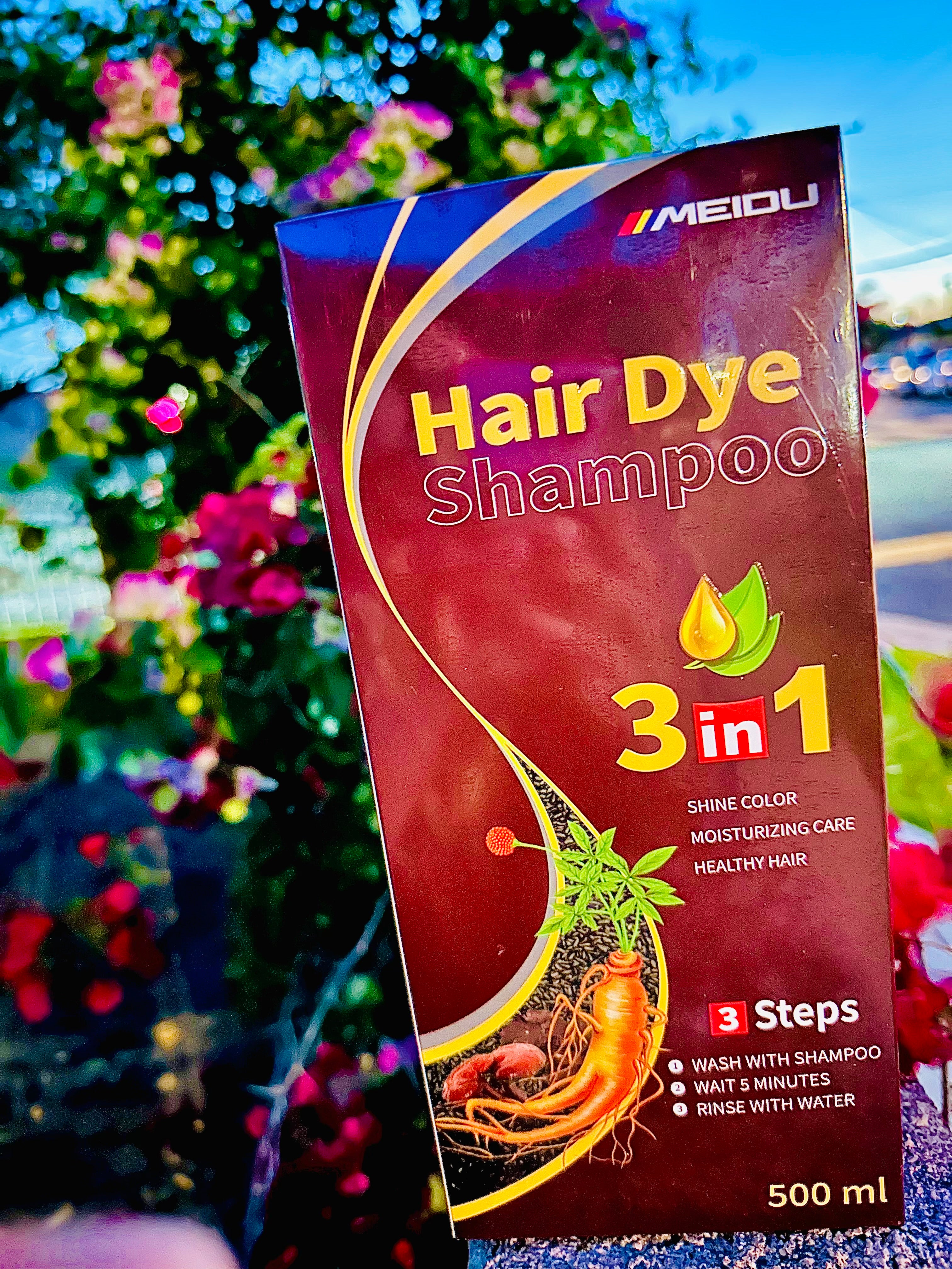 MEIDU Wine Red Hair Dye 3 in 1 Shampoo