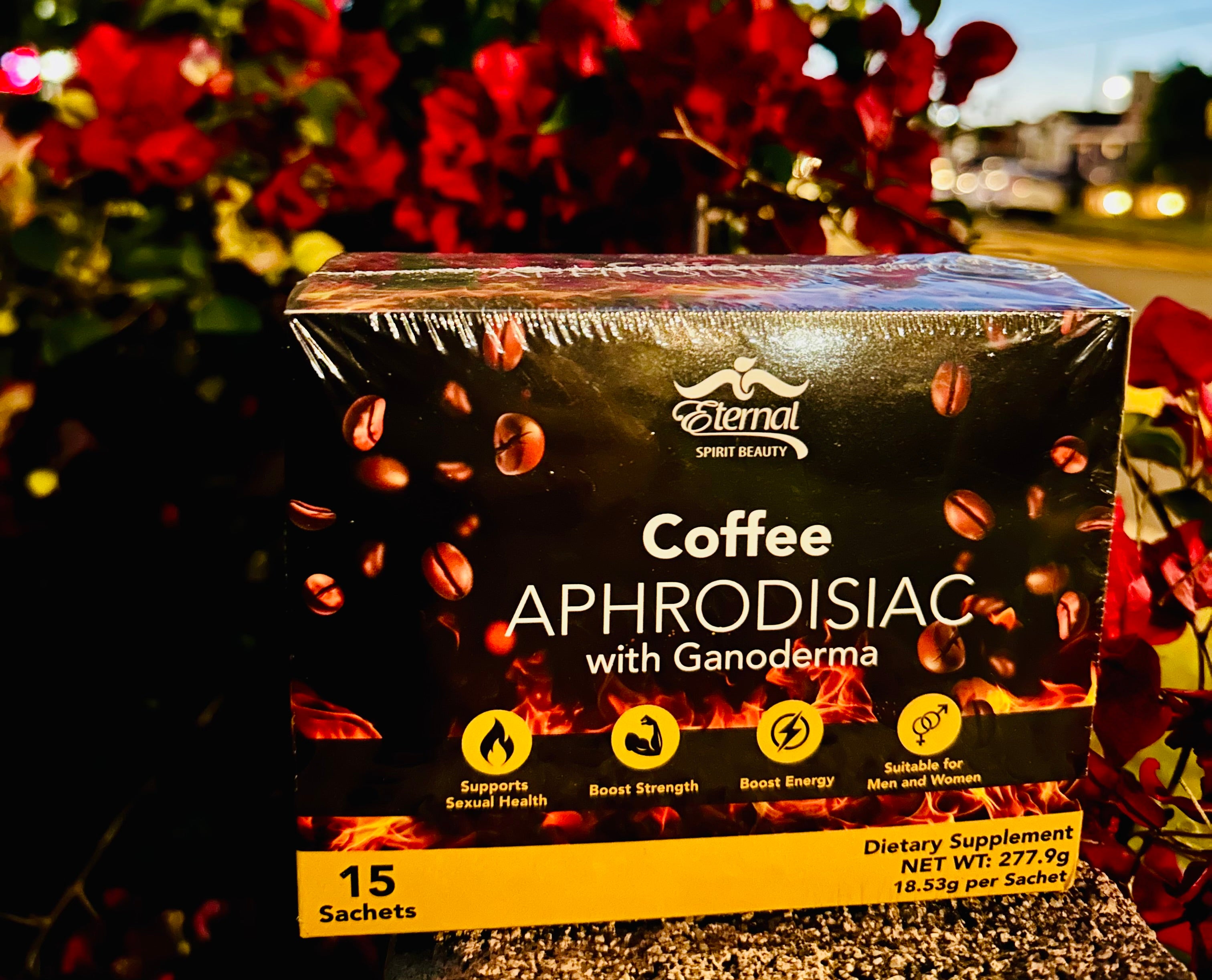 Coffee APHRODISIAC with Ganoderma 15 sachets (Café AFRODISÍACO con Ganoderma) (18.53g per sachet) Net. WT. 227.9g
