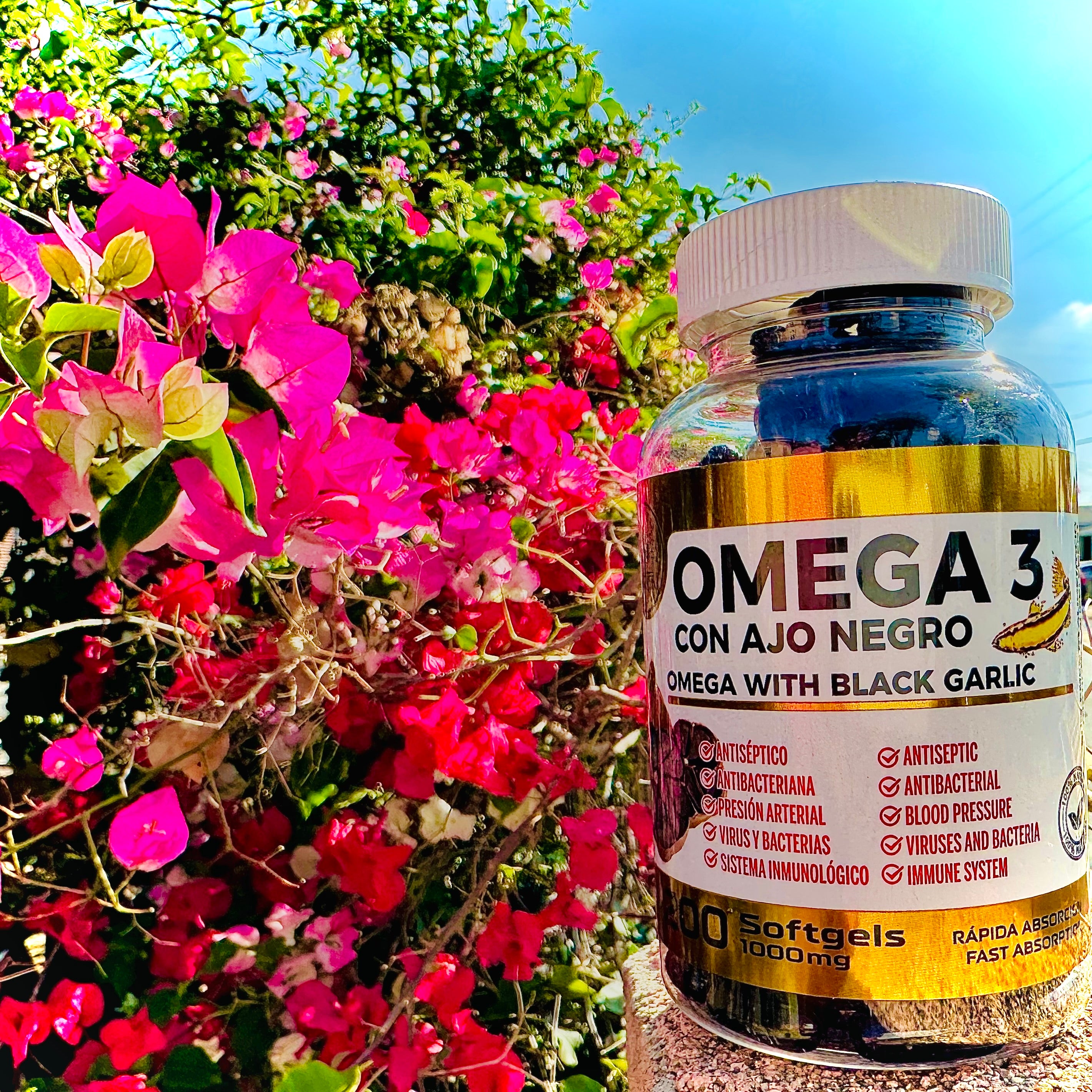 OMEGA 3 con Ajo Negro 200 softgels 1,000 mg
