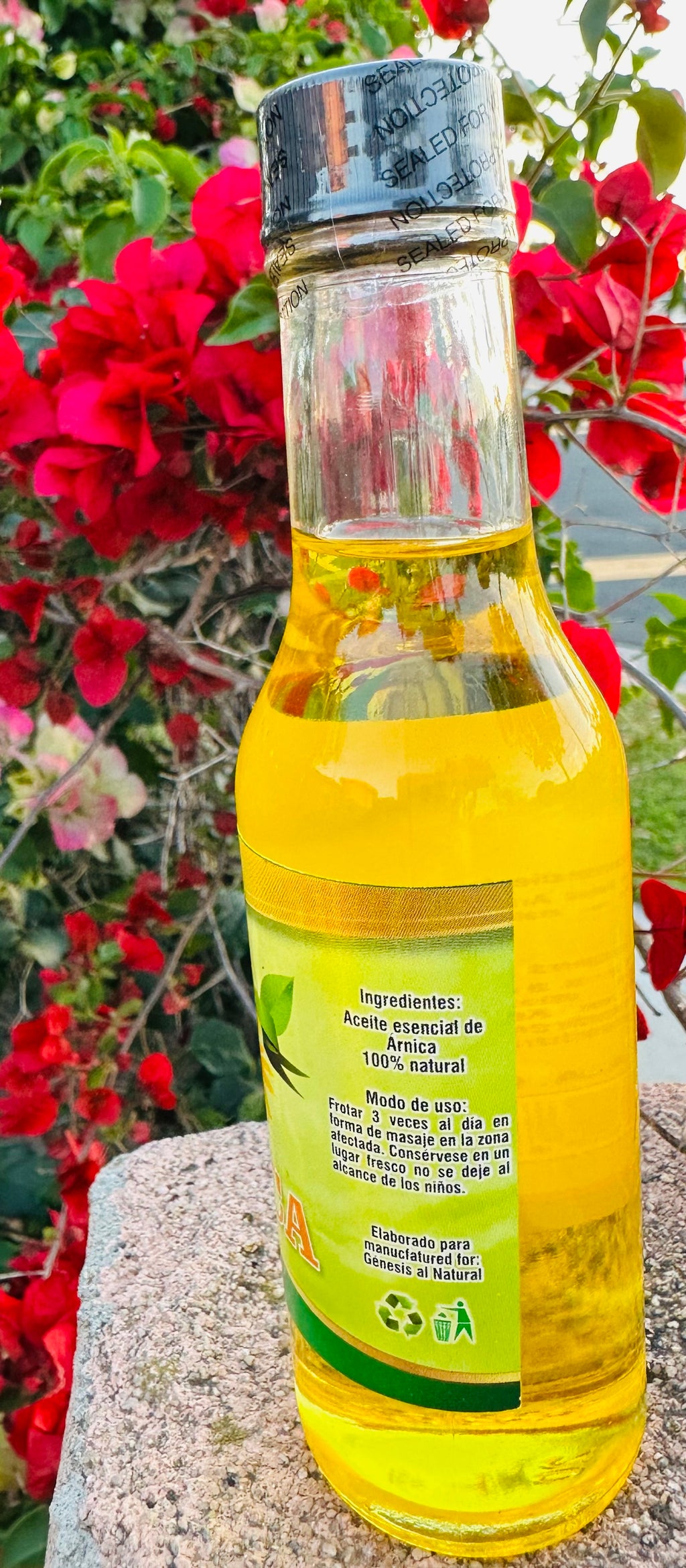 Aceite de Arnica 4.25 Fl Oz (125ml) Glass Génesis Al Natural