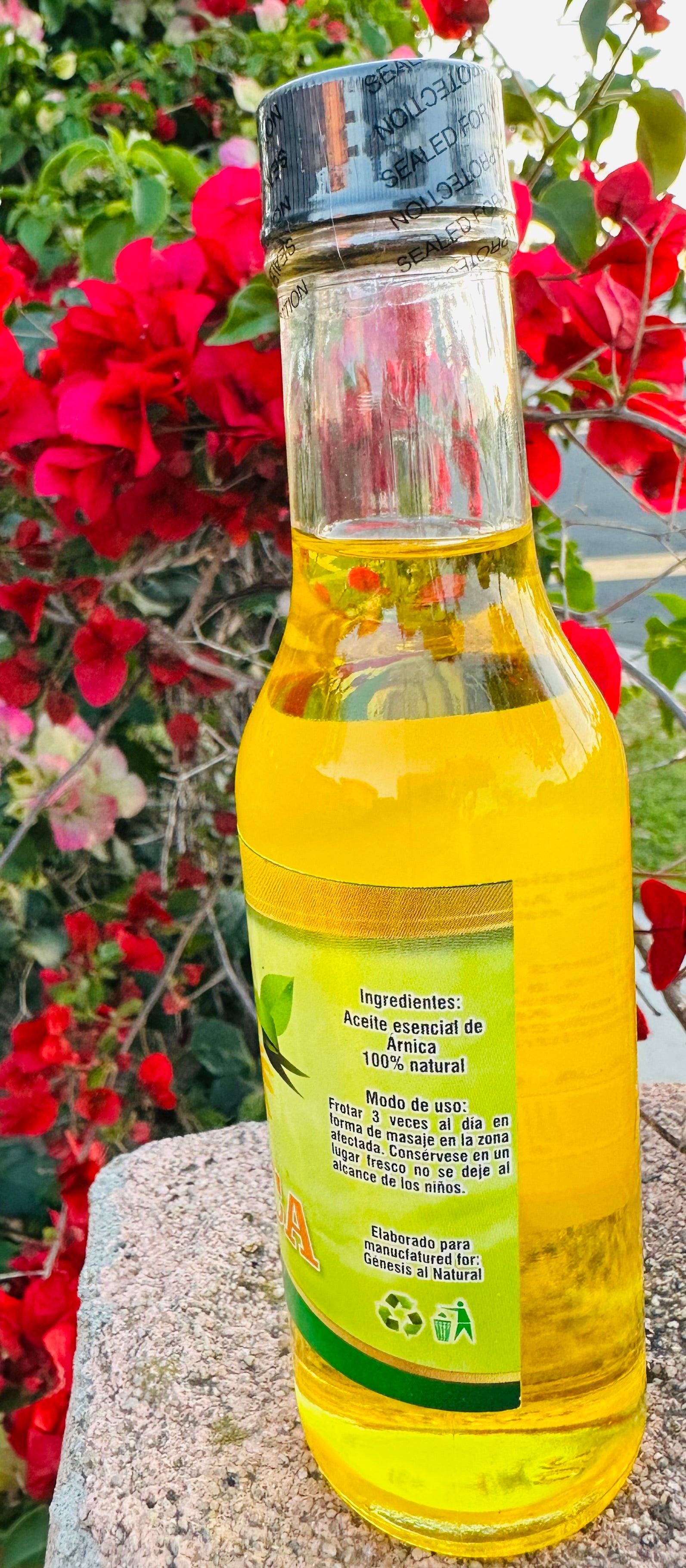 Aceite de Arnica 4.25 Fl Oz (125ml) Glass Génesis Al Natural