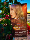 Mokeru Silver Gray 19 Instant Hair Color Shampoo – 3-in-1 Permanent Dye & Argan Oil Treatment