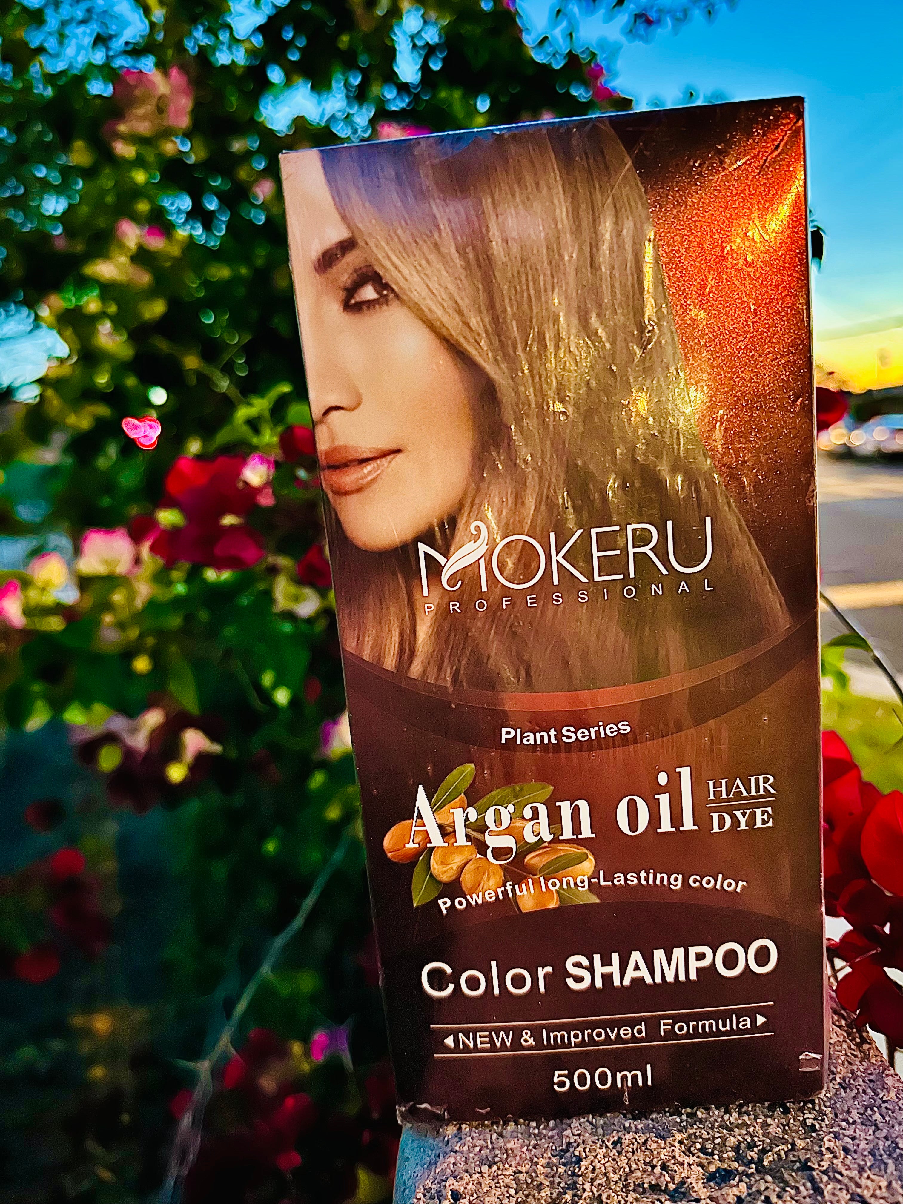 MOKERU Golden Brown 17 Color Shampoo – 3-in-1 Argan Oil Dye (500ml)