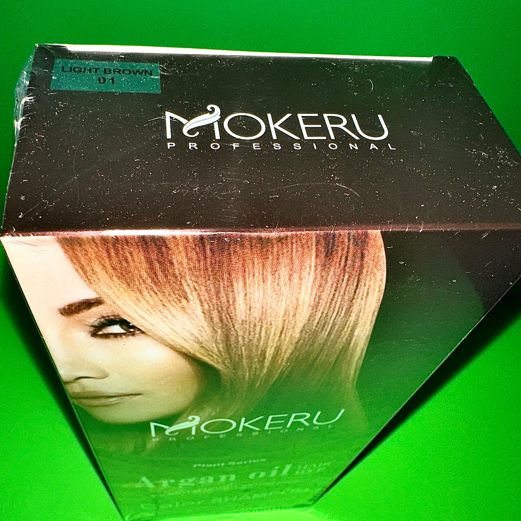 Shampoo Color Light Brown 01 Hair Dye Mokeru  Professional w/ Árgan Oil 500 ml