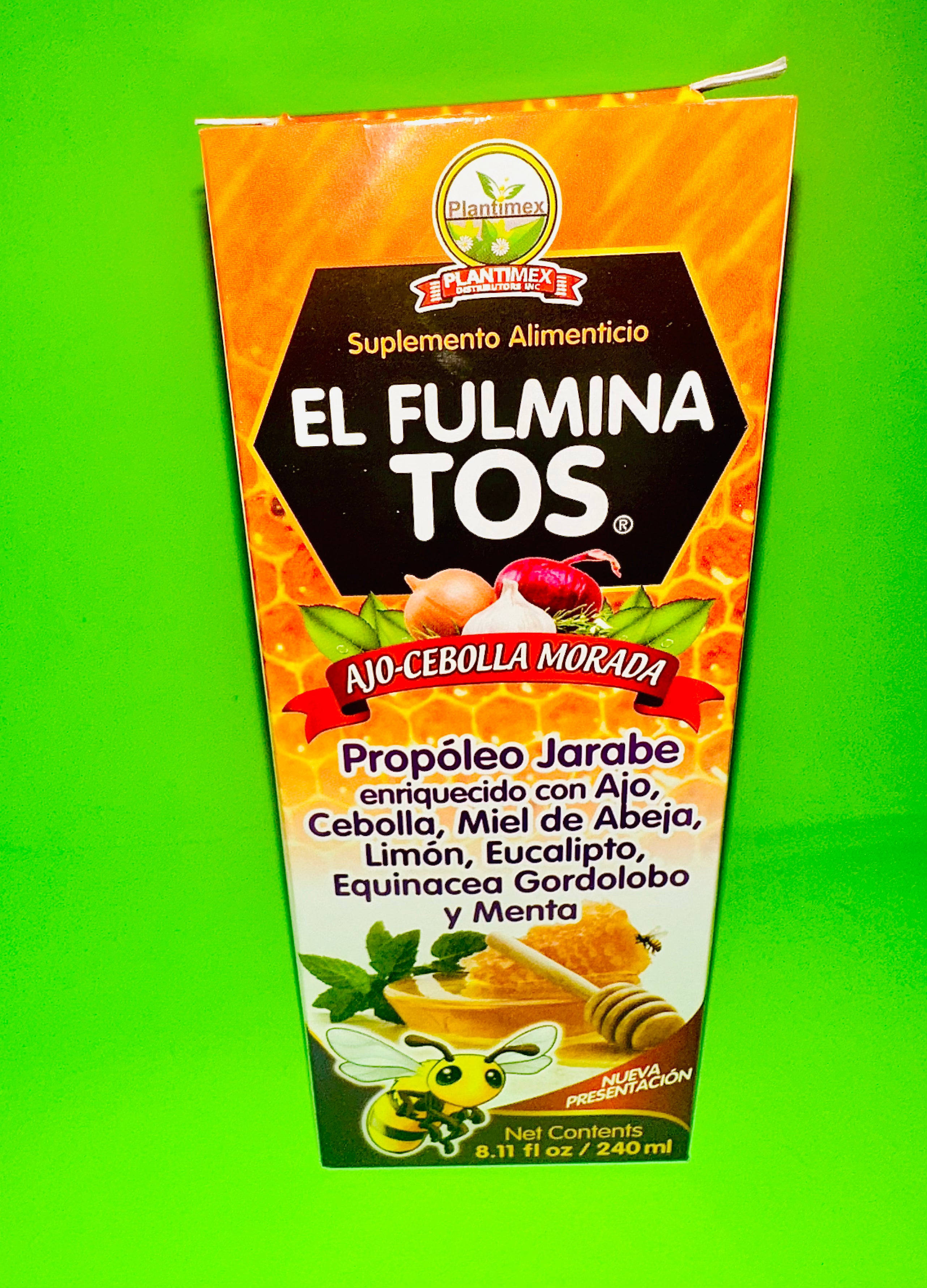 El Fulmina TOS 8.11 fl oz Garlic Purple Onion Propolis Syrup / Ajo Cebolla Morada Propóleos Jarabe