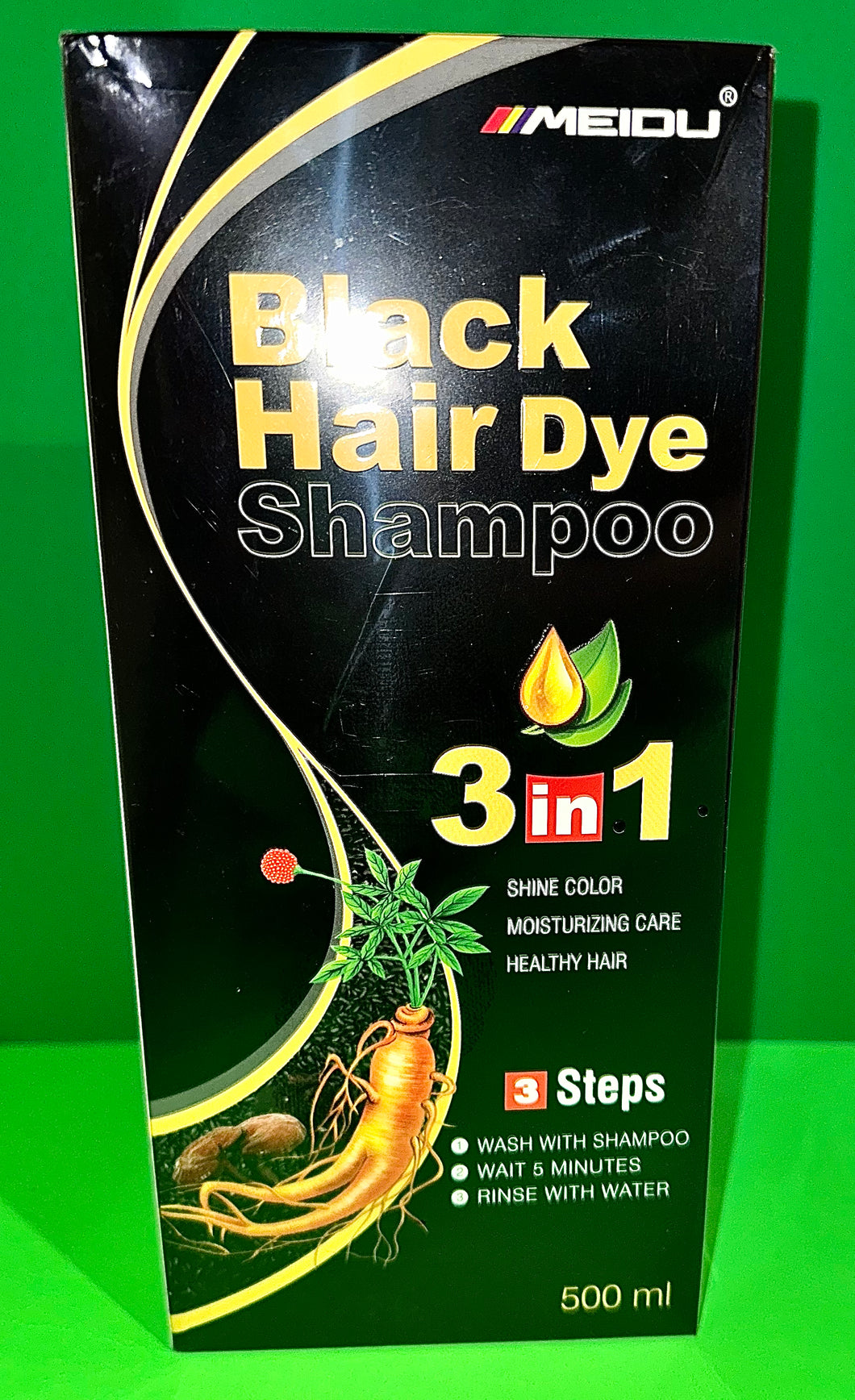 Black Hair Dye Shampoo 3 in 1 MEIDU 500ml