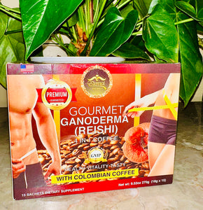 Gourmet Ganoderma REISHI 4 in 1 Coffee with Colombian Coffee 15 bags (18g) each