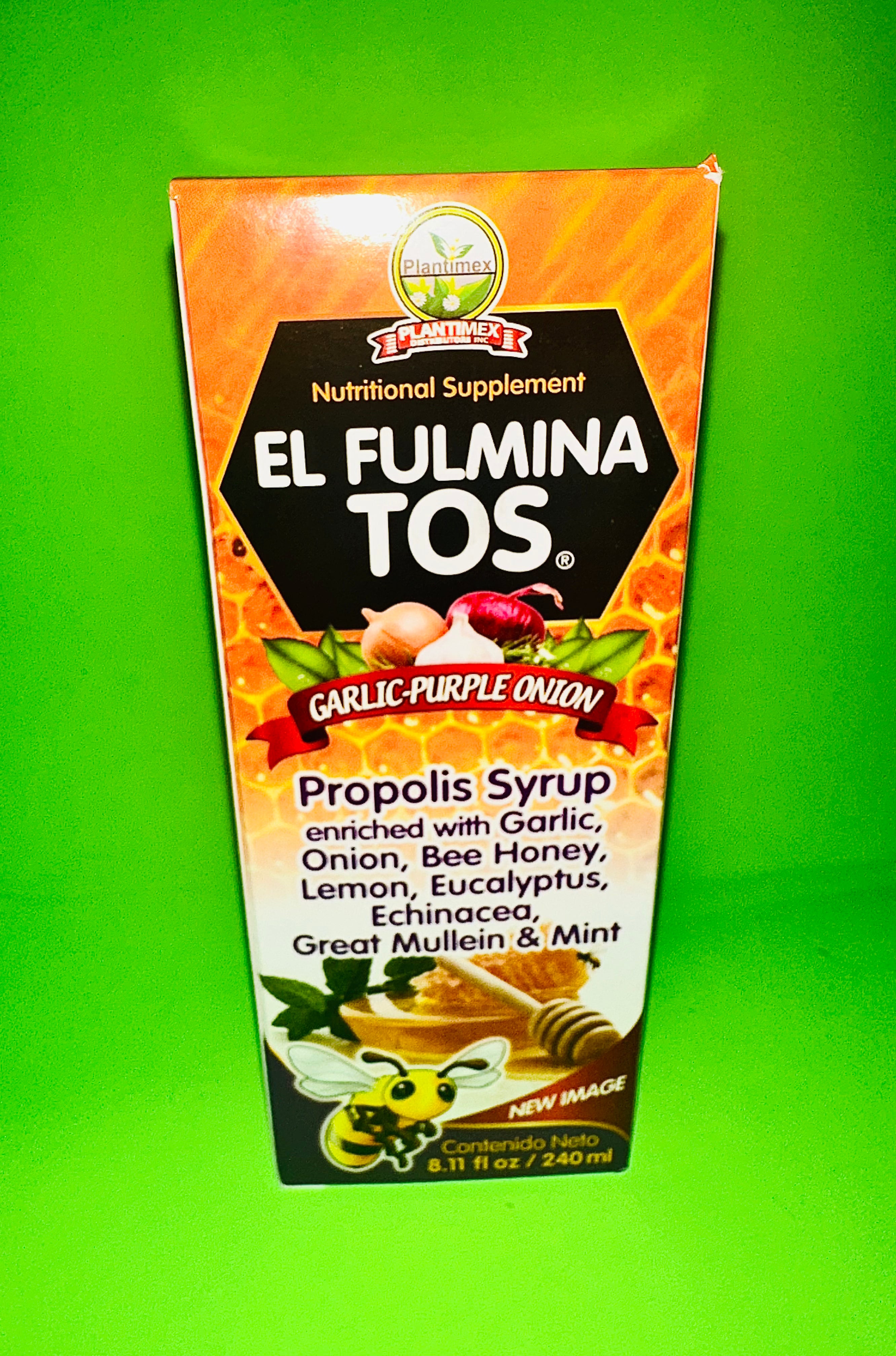 El Fulmina TOS 8.11 fl oz Garlic Purple Onion Propolis Syrup / Ajo Cebolla Morada Propóleos Jarabe