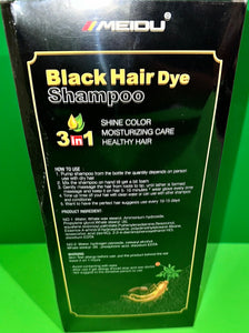 Black Hair Dye Shampoo 3 in 1 MEIDU 500ml