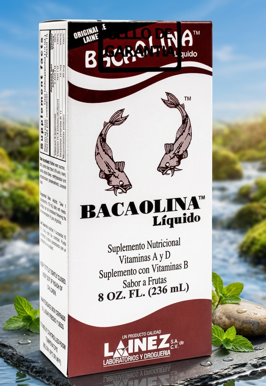 Bacaolina Líquido con Vitaminas A, D, y B | 8 oz (236 mL)