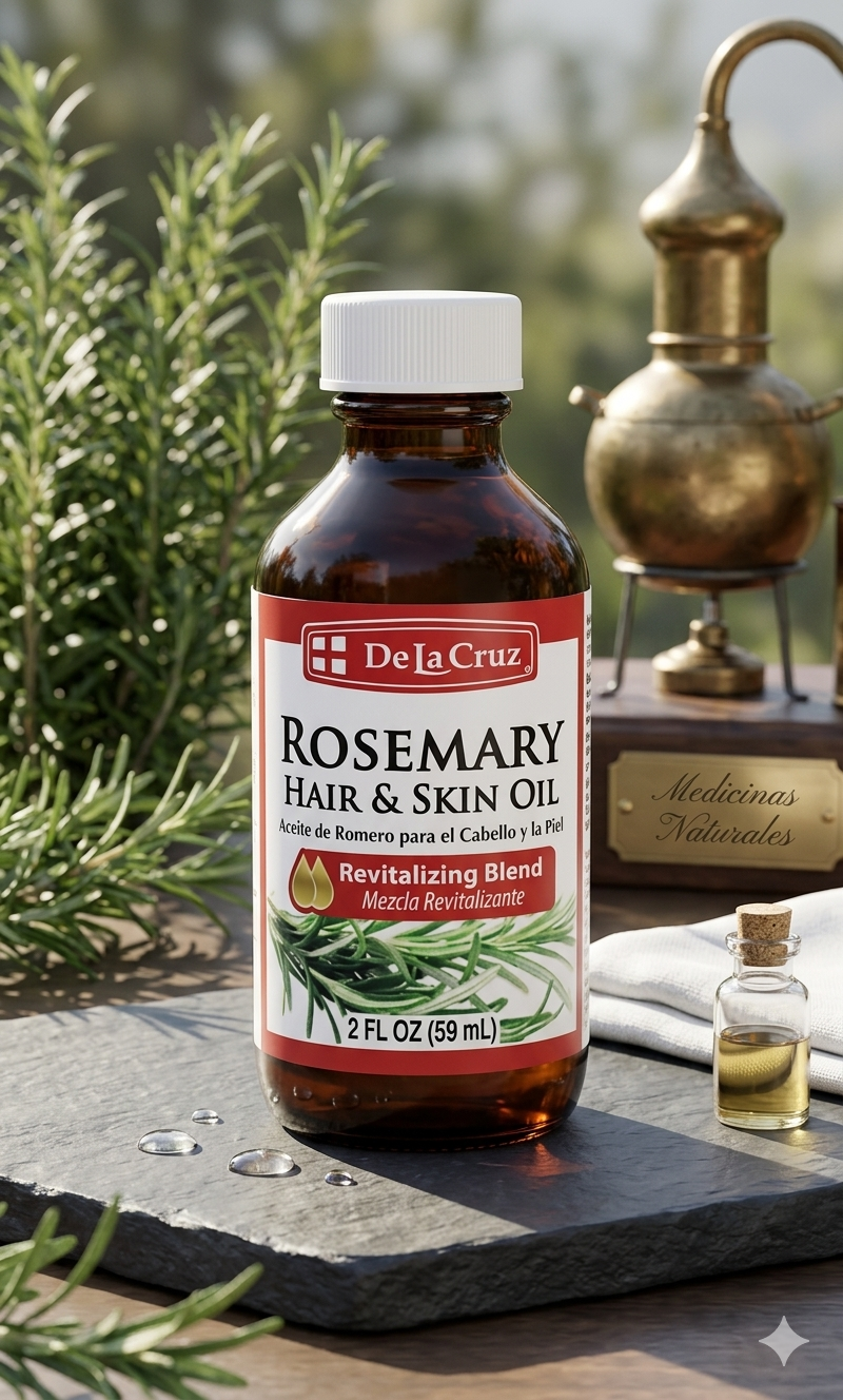 De La Cruz Rosemary Oil Compound | Skin & Hair Botanical Blend | 2 Fl Oz