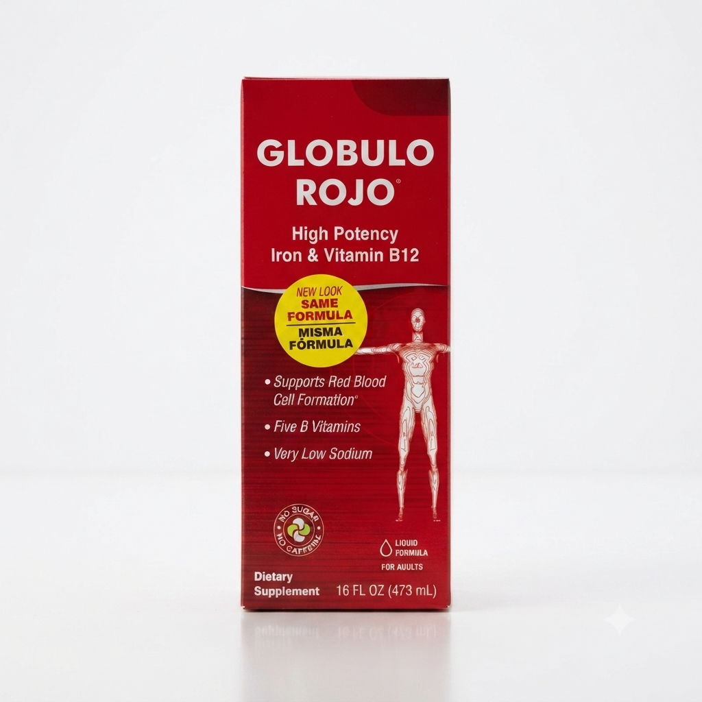 Globulo Rojo High Potency Iron & Vitamin B12 Liquid Formula | 16 FL OZ | Red Blood Cell Support