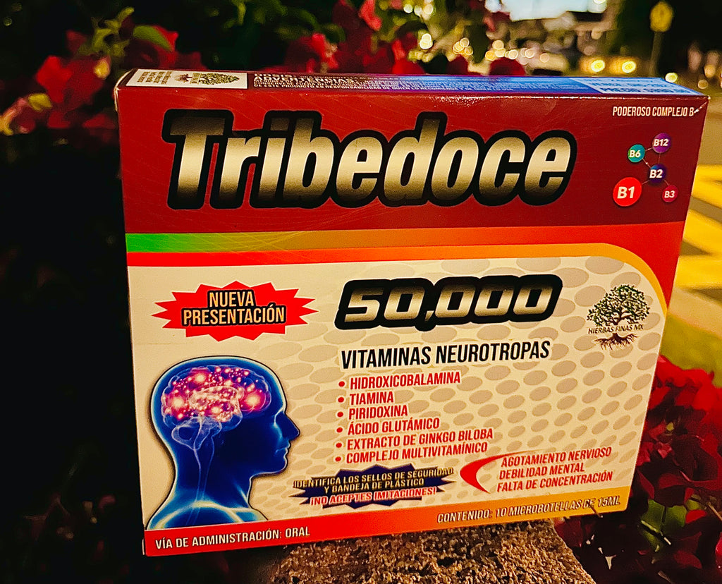 Box of Tribedoce with nutritional information on a blurred background