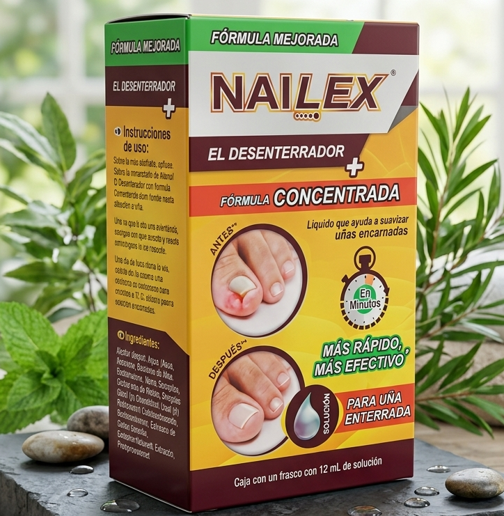 NAILEX packaging on a wooden surface with plants in the background