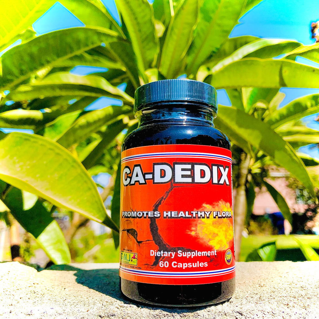 CA-DEDIX Botanical Complex bottle showing 60 capsules for healthy flora and microbiome balance support.
