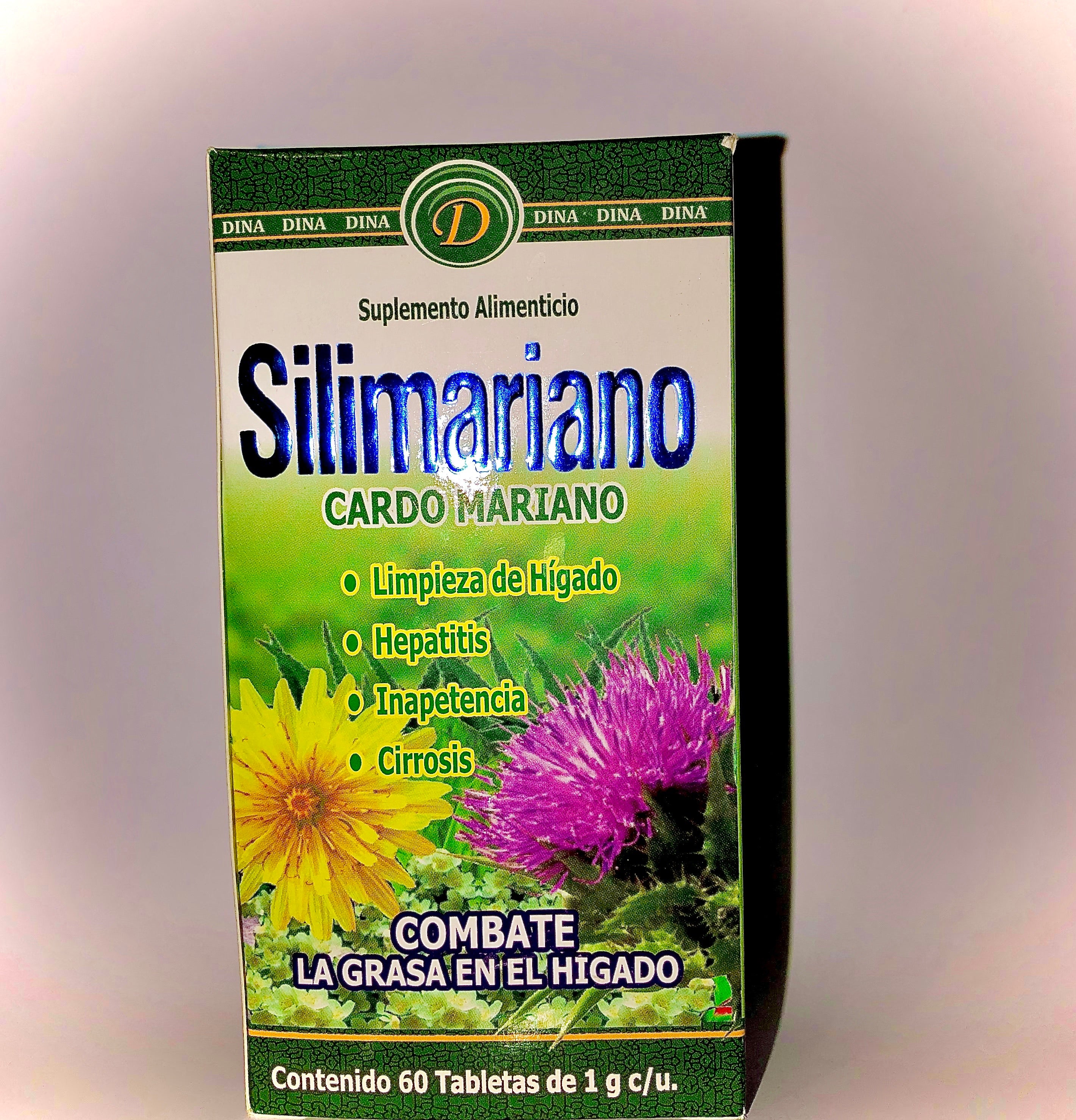 Authentic Silimariano Cardo Mariano 60 tabletas for natural liver support and digestive wellness.