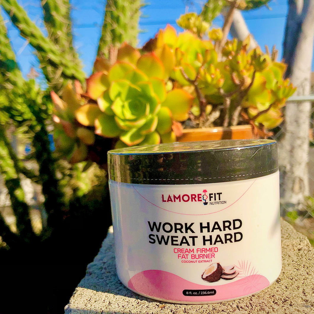 WORK HARD SWEAT HARD CREAM FAT BURNER FIRM 8 fl oz COCONUT 🥥 EXTRACT