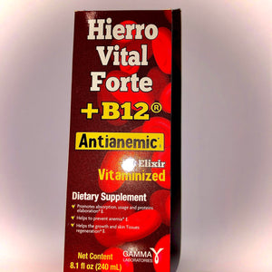 Hierro Vital Forte +B12 Antianemic Elixir Vitaminized 8.1 fl. Oz