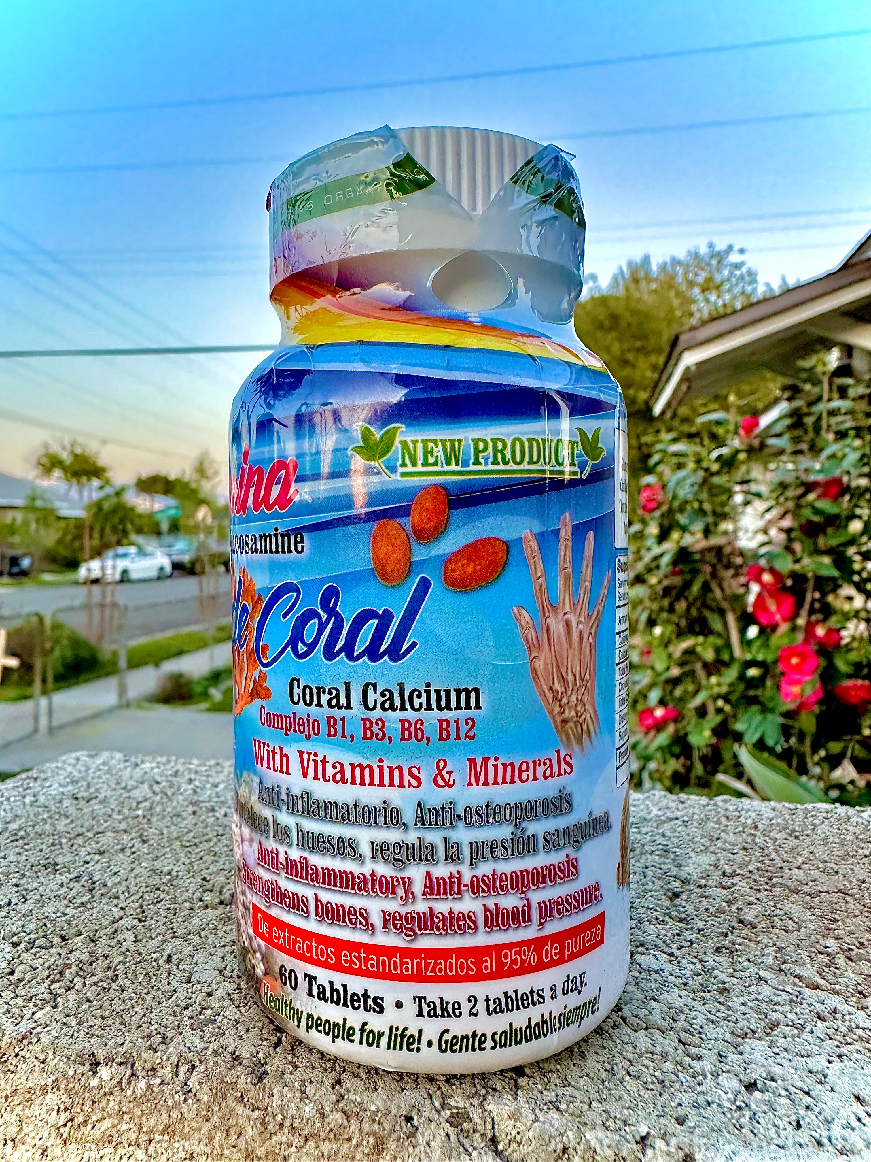 Glucosamina + Calcio de Coral 60 Tabletas Elias Organics