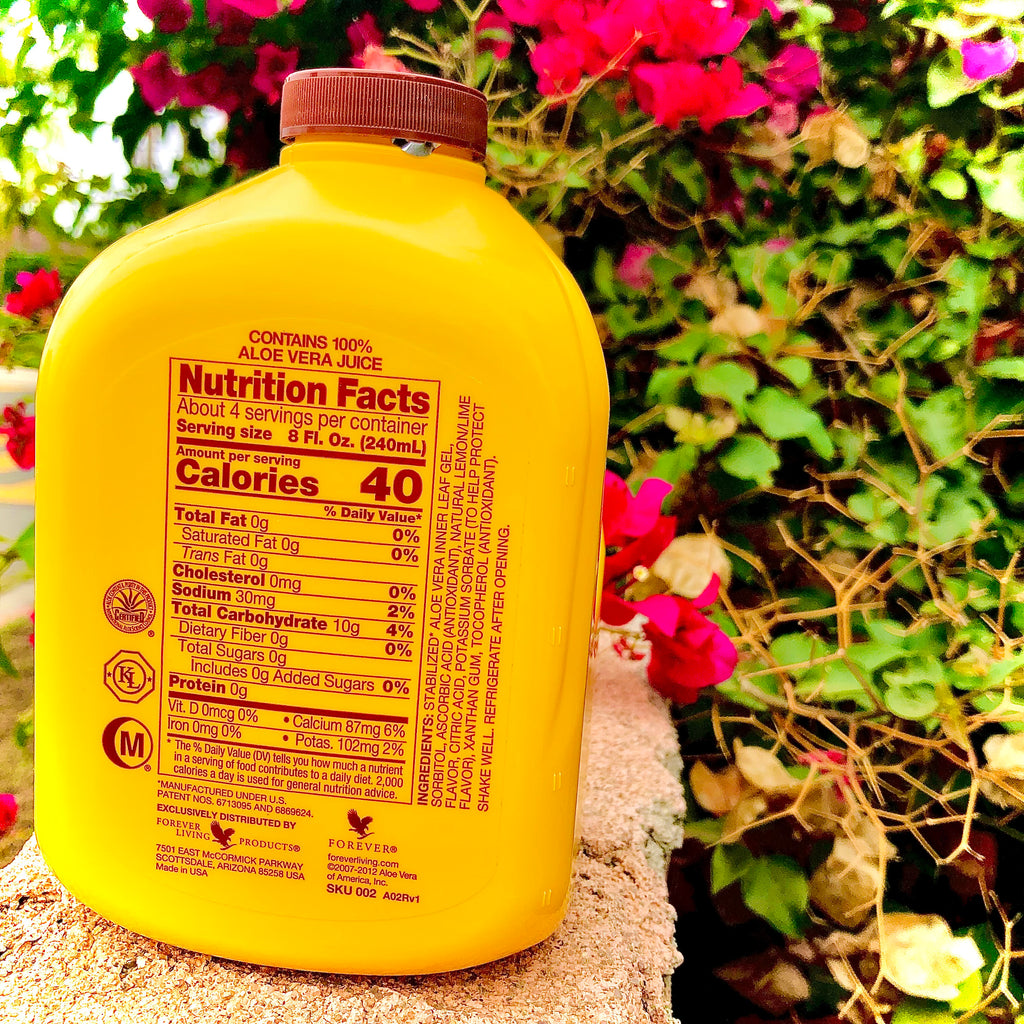 FOREVER ALOE VERA JUICE 1 LITER 33.8 FL OZ (1QT. 1.8 OZ) LEMON-LIME FLAVORED
