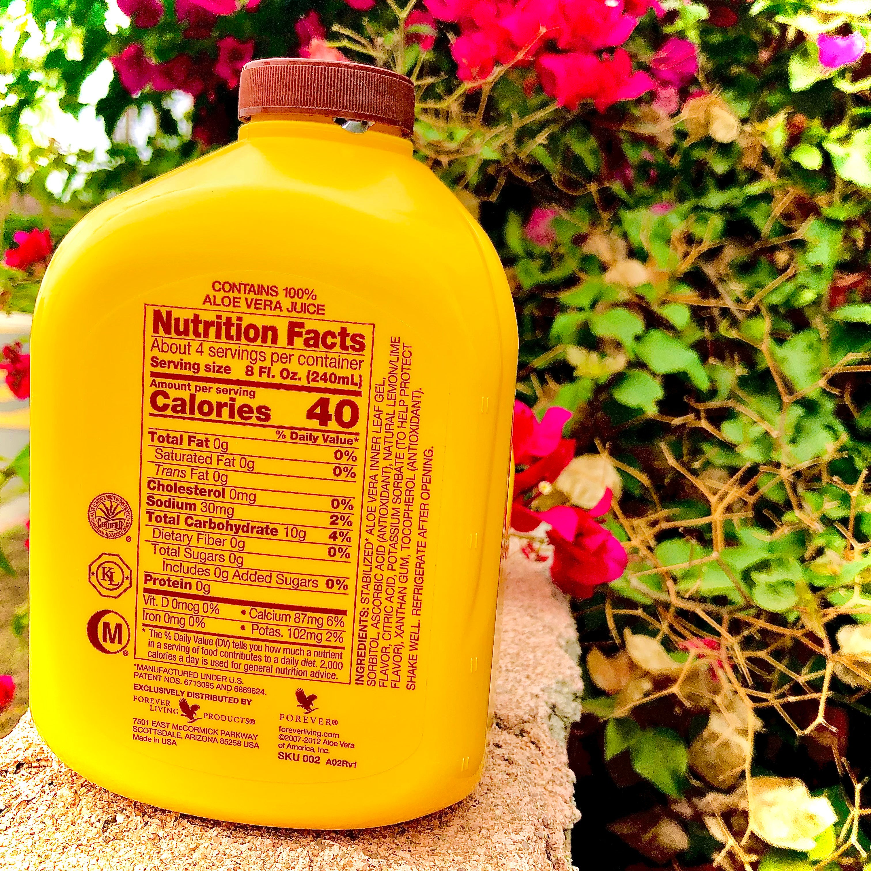 FOREVER ALOE VERA JUICE 1 LITER 33.8 FL OZ (1QT. 1.8 OZ) LEMON-LIME FLAVORED