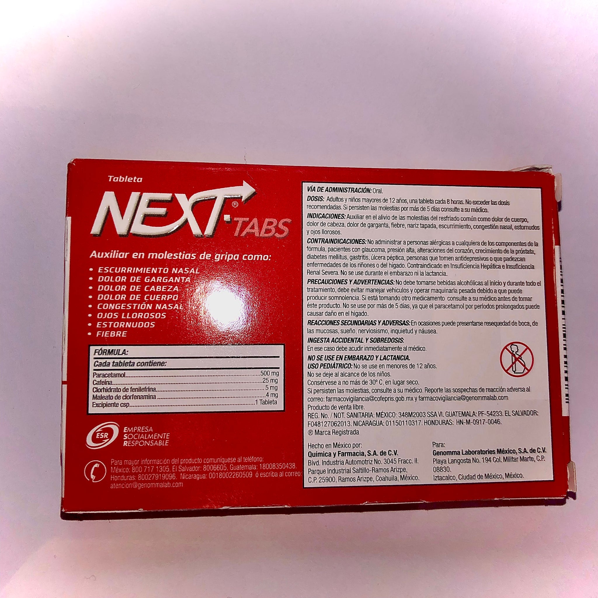NEXT Tabletas GRIPA caja con 20 Tabletas ( BOX OF 20 NOT AVAILBLE WE W ...