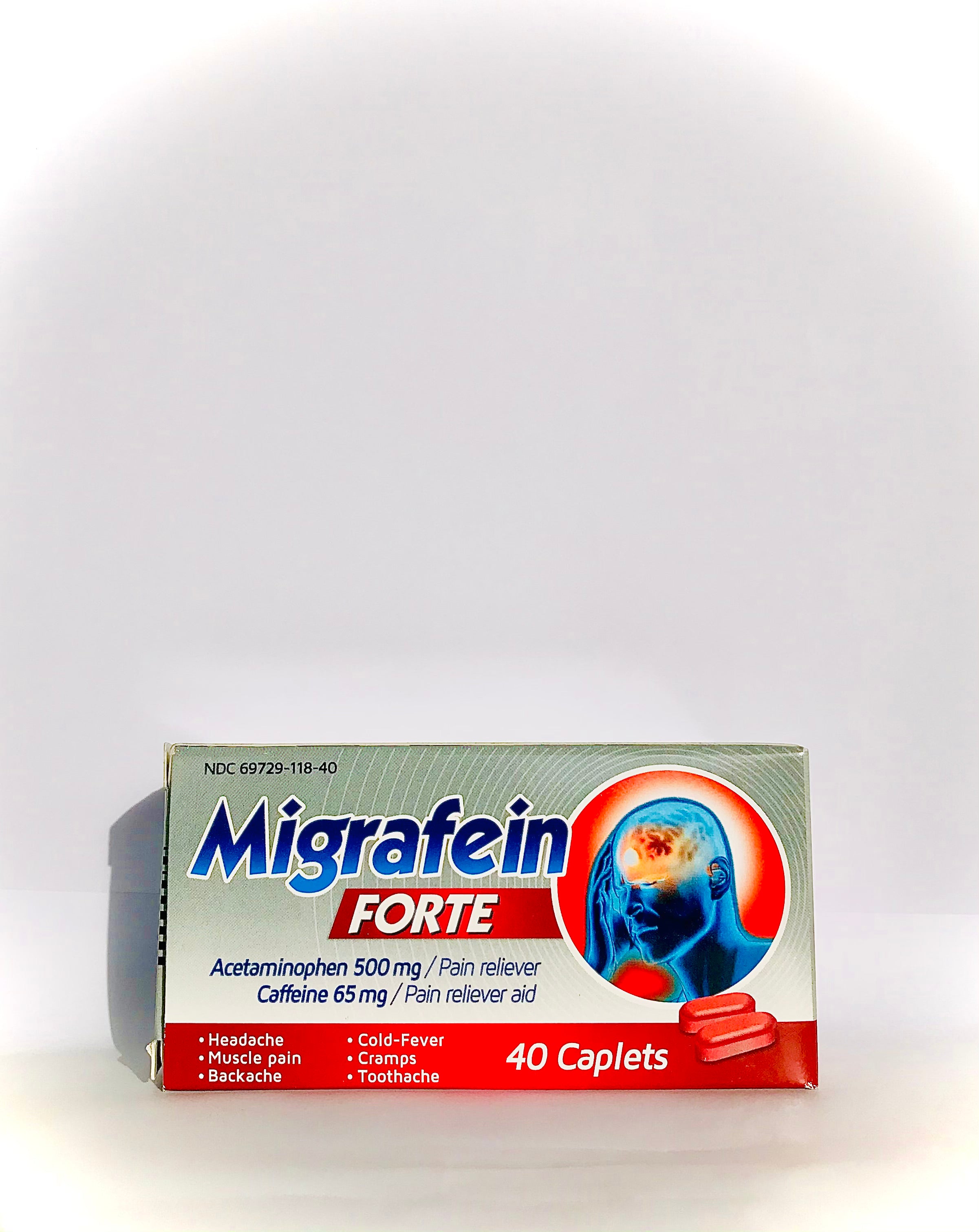 Migrafein Forte Pain Reliever (Acetaminophen & Caffeine), 40 Caplets