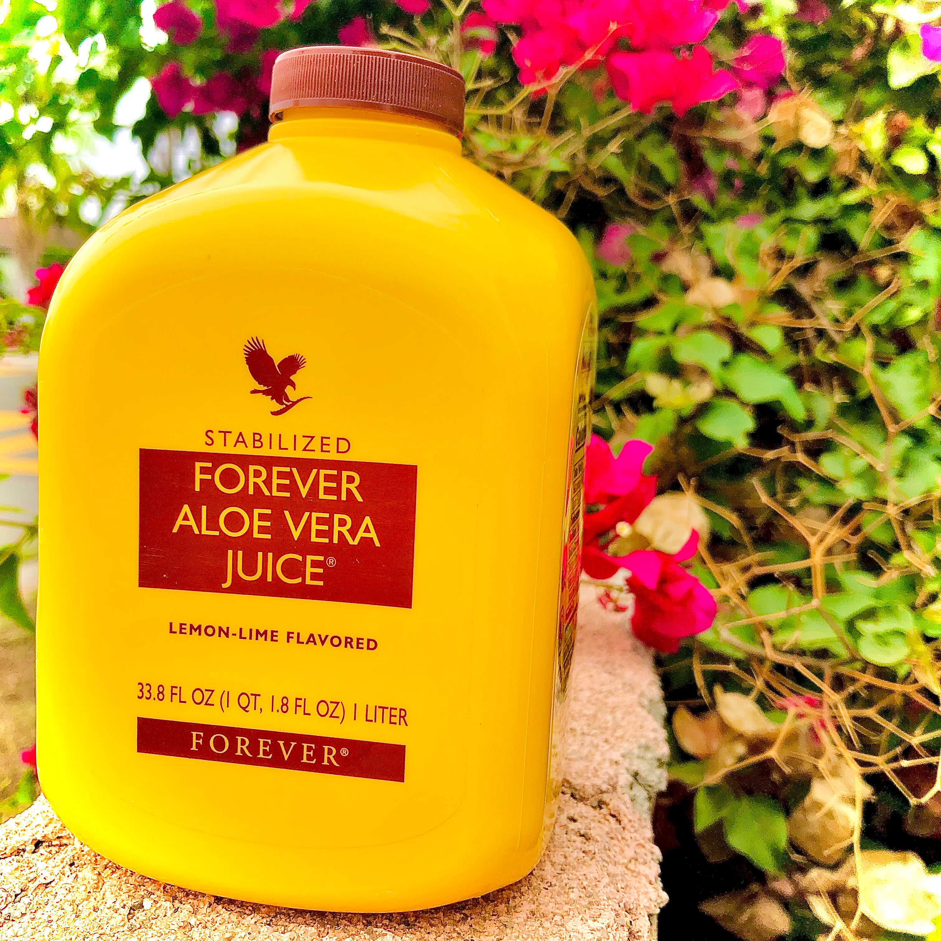 FOREVER ALOE VERA JUICE 1 LITER 33.8 FL OZ (1QT. 1.8 OZ) LEMON-LIME FLAVORED